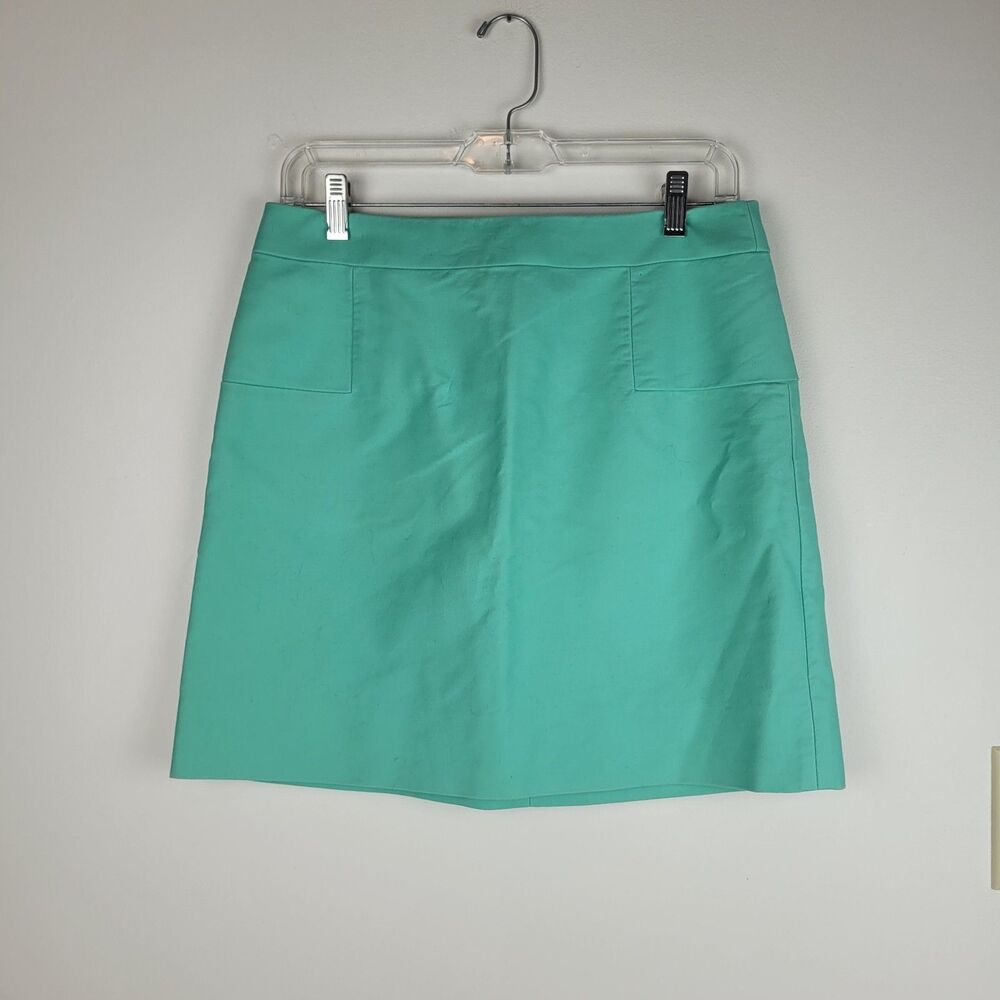 J Crew Knee Length Lined Pencil Skirt Aqua Green Office Work Colorful Summer 8